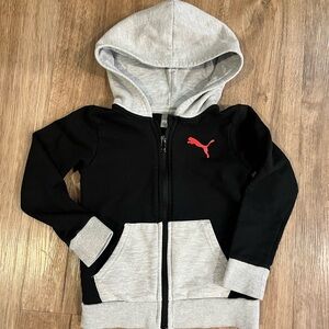 Puma Kids Black and Light Gray Zip Hoodie
